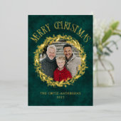Photo Wreath Gold Foil Christmas Card 箔シーズンカード (立ち正面)