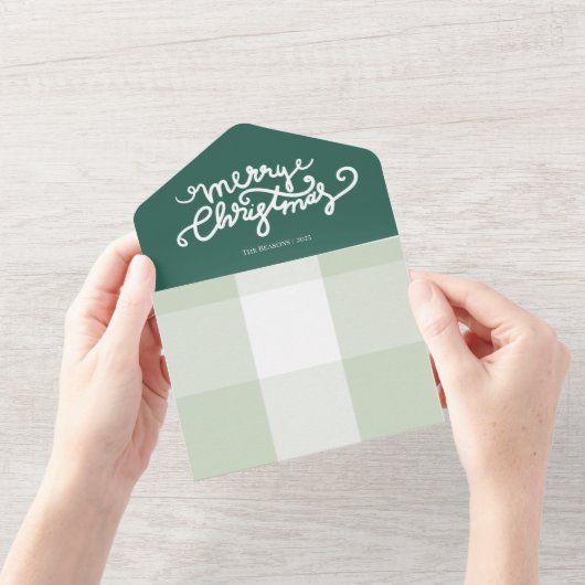 Photo Year in Review Christmas Card Trifold オールインワン招待状 (開いている状態)