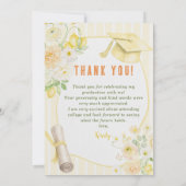 Photo Yellow Stripes Lemons and Flowers Graduation サンキューカード (裏面)