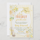 Photo Yellow Stripes Lemons and Flowers Graduation 招待状 (裏面)