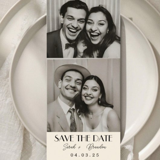 PhotoboothエレガントタイポグラフィQrcode日付を保存 招待状