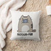 Photograh-purr Funny Cat Photographer Pun クッション (ブランケット)