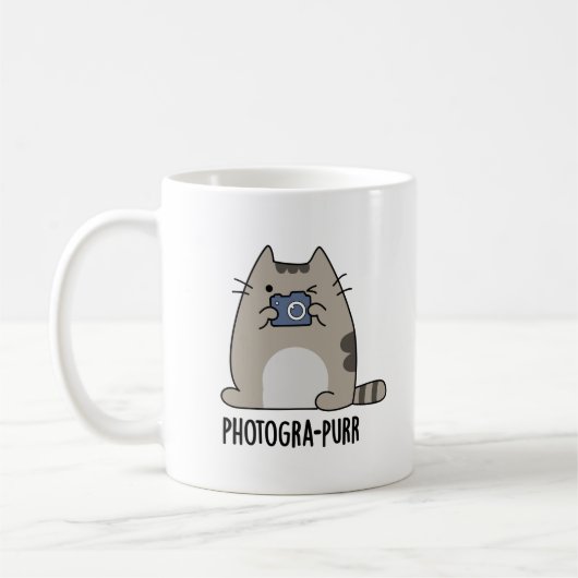 Photograh-purr Funny Cat Photographer Pun コーヒーマグカップ (左)