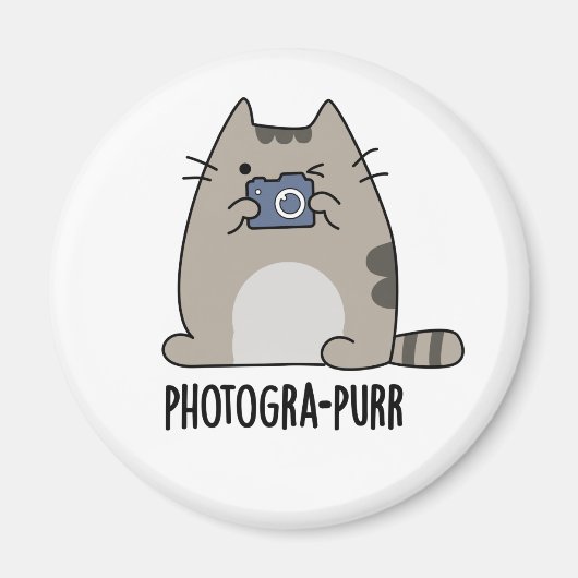 Photograh-purr Funny Cat Photographer Pun マグネット (正面)