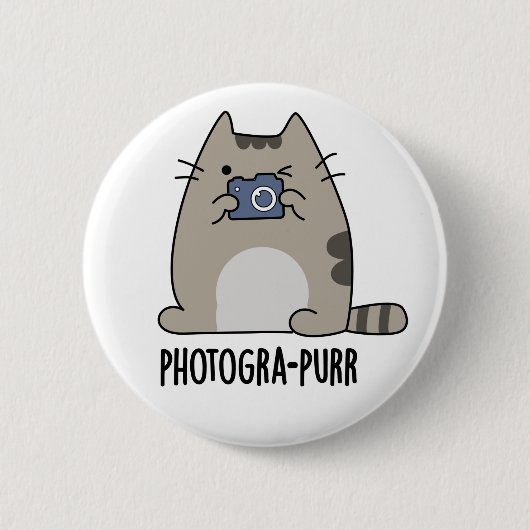 Photograh-purr Funny Cat Photographer Pun 缶バッジ (正面)