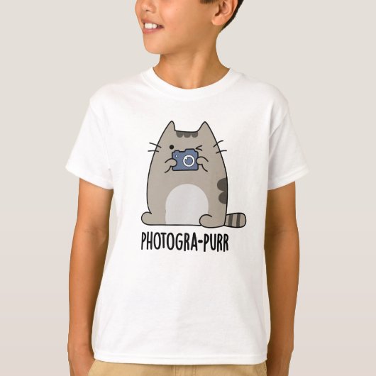 Photograh-purr Funny Cat Photographer Pun Tシャツ (正面)