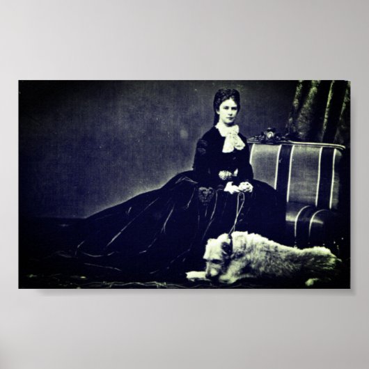 Photograph Empress Elisabeth of Austria with dog ポスター (正面)