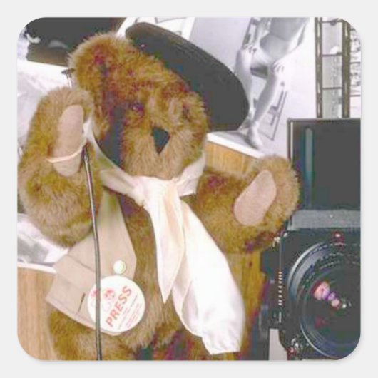 Photographer Bear – プレス・ジャーナリスト スクエアシール (正面)