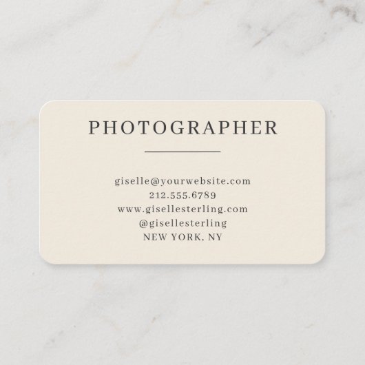 Photographer Black Professional 名刺 (裏面)