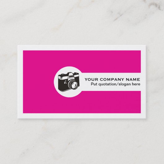 Photographer camera and QR code hot pink 名刺 (正面)