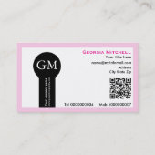 Photographer camera and QR code pink 名刺 (裏面)