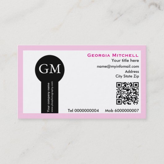 Photographer camera and QR code pink 名刺 (裏面)