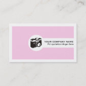 Photographer camera and QR code pink 名刺 (正面)