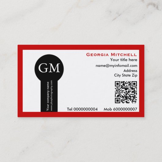 Photographer camera and QR code red 名刺 (裏面)