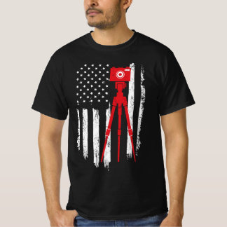 Photographer Gift - Distressed American Flag Photo Tシャツ