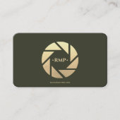 Photographer Gold Camera Lens Army Green Modern 名刺 (正面)