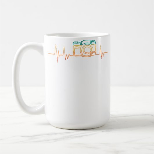 Photographer Heartbeat Retro Camera Photography Ca コーヒーマグカップ (左)