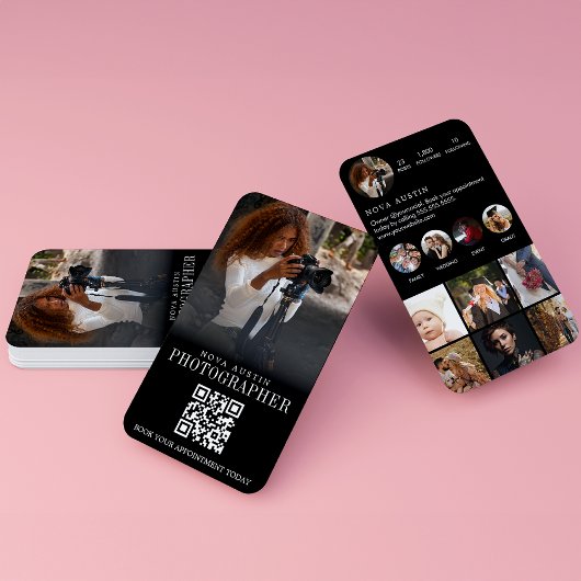 Photographer Instagram Influencer QRコード ブラック 名刺