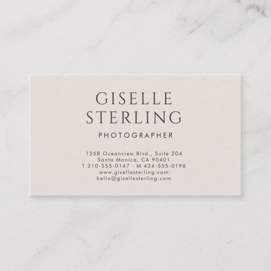 Photographer Minimalist Luxury Neutral Modern 名刺 (正面)