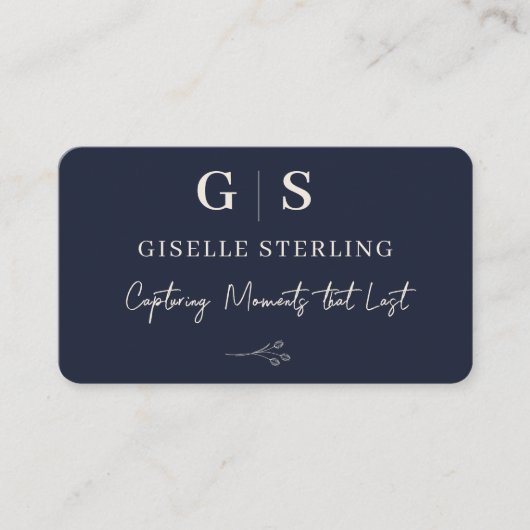 Photographer Navy Blue Monogram 名刺 (正面)