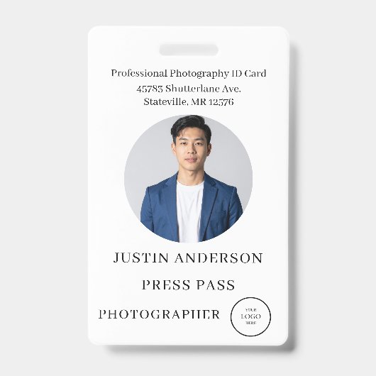 Photographer Press Journalist Id Card Custom Badge バッジ (正面)