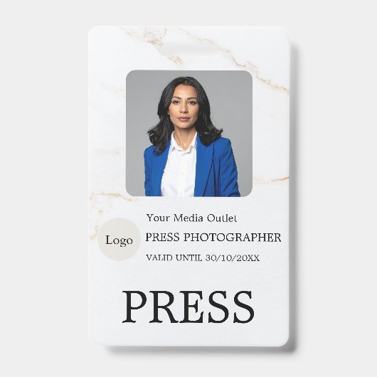 Photographer Press Journalist Id Card Custom Badge バッジ (正面)