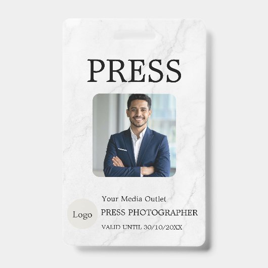 Photographer Press Journalist Id Card Custom Badge バッジ (正面)