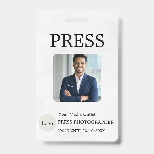 Photographer Press Journalist Id Card Custom Badge バッジ (正面)