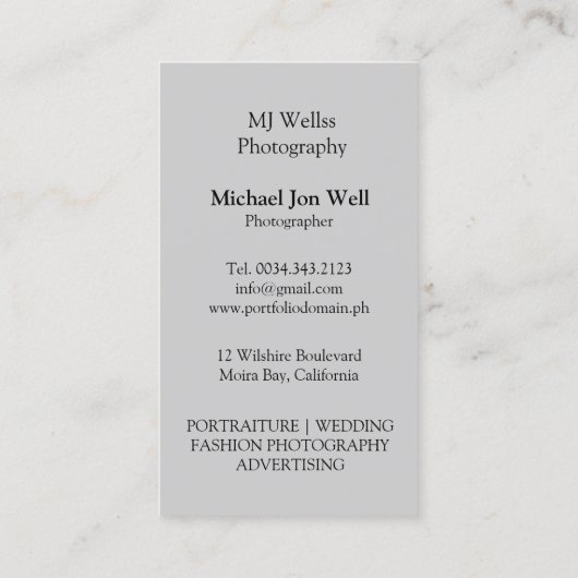 Photographer Professional 名刺 (裏面)