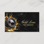 Photographer Trendy Marble Gold Lens Photography 名刺 (正面)
