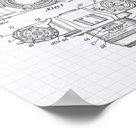 Photographic Camera 1959 Patent Art - Lined Peper ポスター (角)
