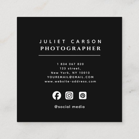 Photography Bold Typography Full photo  スクエア名刺 (裏面)