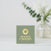 Photography Bold Typography Sage Green And Gold スクエア名刺 (スタンド正面)
