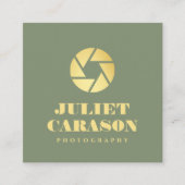 Photography Bold Typography Sage Green And Gold スクエア名刺 (正面)