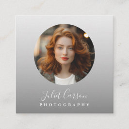 Photography Calligraphy Script Circle Photo   スクエア名刺