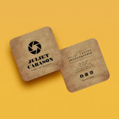 Photography Camera Lens Logo bold Typography  スクエア名刺