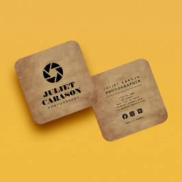 Photography Camera Lens Logo bold Typography  スクエア名刺