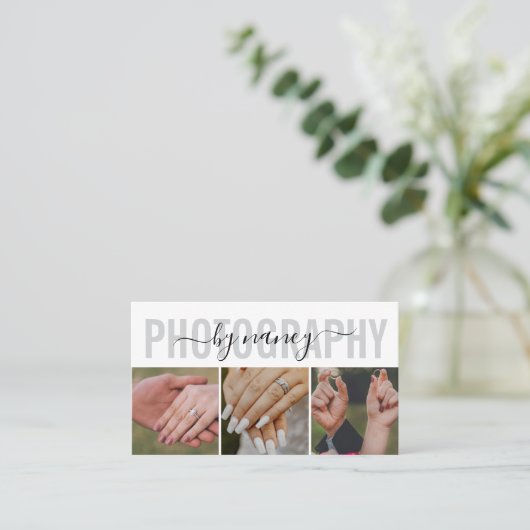 Photography Elegant Script Photo QR Code Logo 名刺 (スタンド正面)