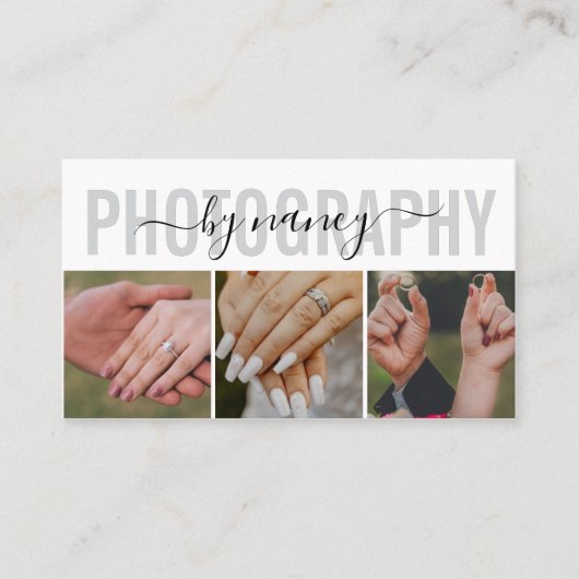 Photography Elegant Script Photo QR Code Logo 名刺 (正面)