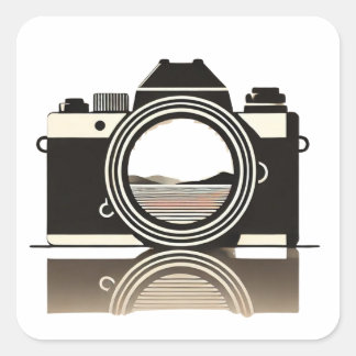 Photography Minimalist Camera with Landscape Refle スクエアシール