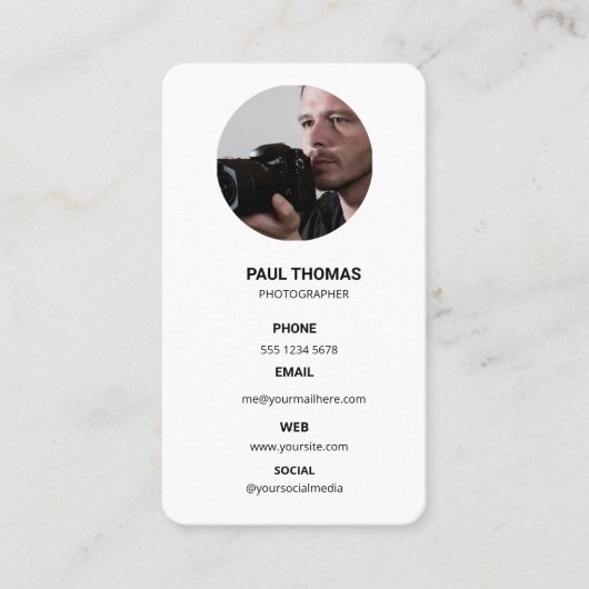 Photography Modern Minimal Simple Photo Business  名刺 (正面)