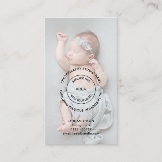 Photography Studio QRロゴ引用文2フォトオーバーレイ 名刺 (正面)