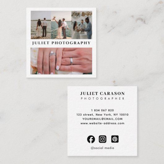 Photography wedding collage photo  スクエア名刺 (正面/裏面)