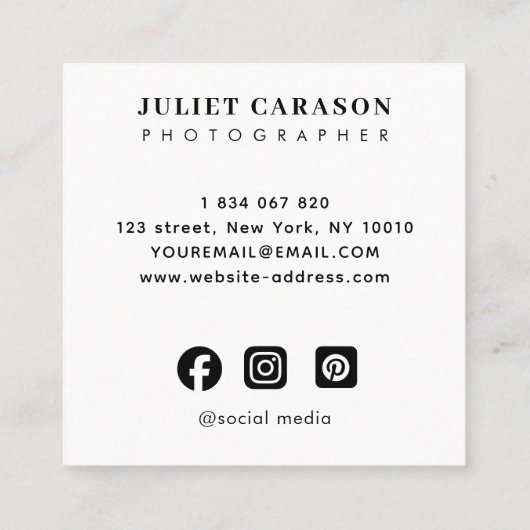 Photography wedding collage photo  スクエア名刺 (裏面)