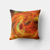 PHOTON熱狂する抽象芸術イエローオレンジのフラクタル渦巻き クッション (裏面)