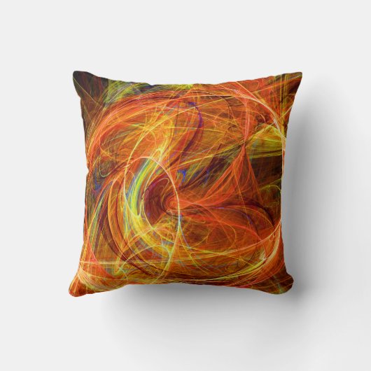 PHOTON熱狂する抽象芸術イエローオレンジのフラクタル渦巻き クッション (裏面)