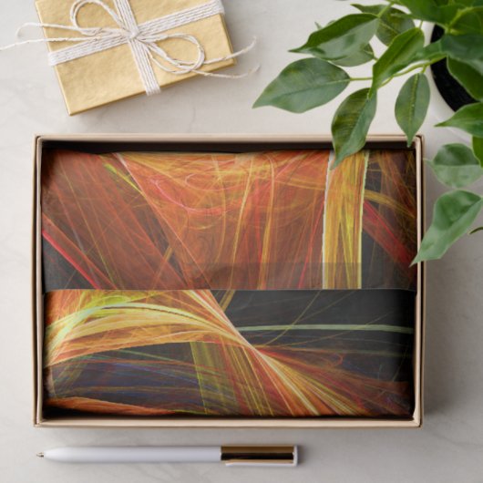 PHOTON熱狂する抽象芸術イエローオレンジのフラクタル渦巻き 薄葉紙 (ギフト)