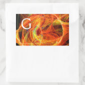 PHOTON熱狂する抽象芸術イエローオレンジのフラクタル渦巻き 長方形シール (バッグ)