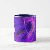 PHOTON熱狂する抽象芸術パープルブルーフラクタルモノグラム マグカップ (中央)