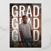 PhotoPop Bold Typography Graduation Party 箔招待状 (正面)